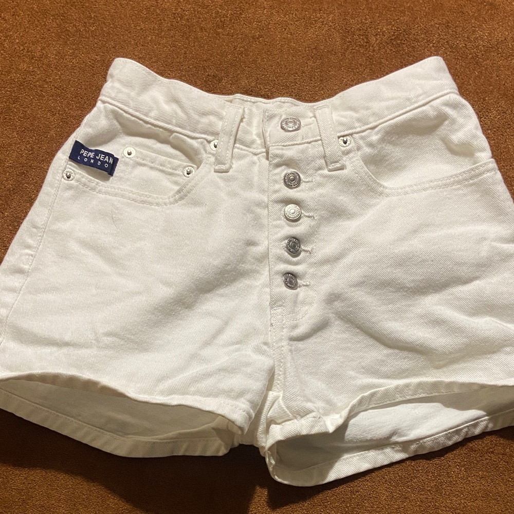 Pepe Jeans High Waist White Shorts vintage button fly